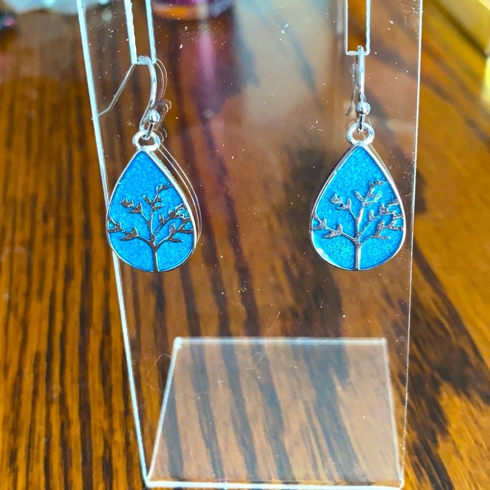 Lovely blue and sterling silver earrings - Picture 1 of 3